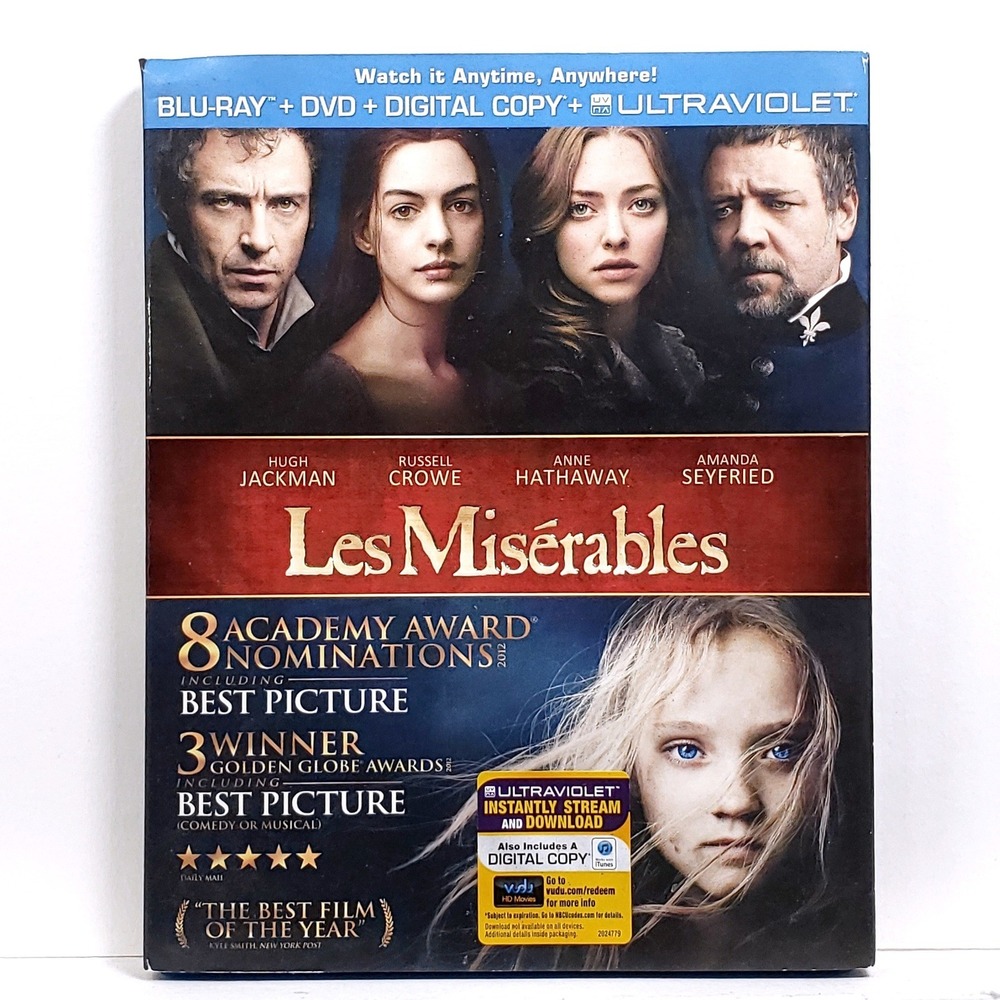 Universal‎ Les Miserables Blu-ray DVD Musical Combo Excellent